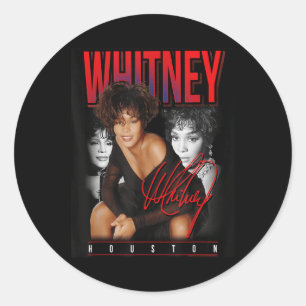 Sticker Rond Whitney Houston Retro Photo Collage