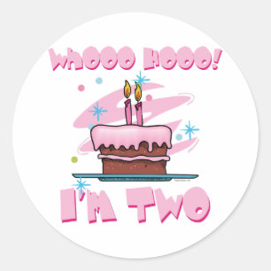 Sticker Rond Whooo Hooo je suis l'autocollant deux rose