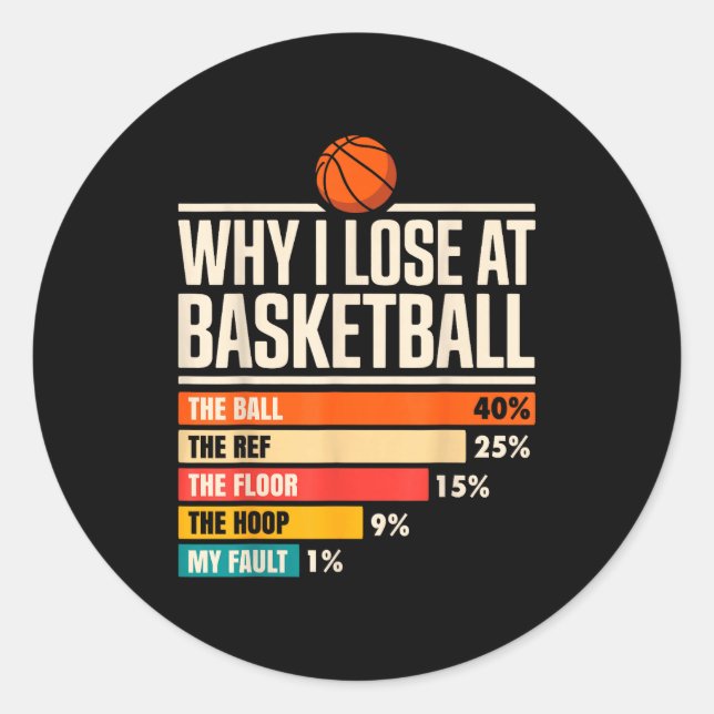 Sticker Rond Why I Always Miss Funny Chart Basketball Hoop  (Devant)