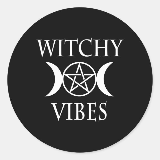 Sticker Rond Wicca Pentacle Triple Moon Goddess Witchy S (Devant)