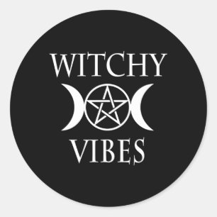 Sticker Rond Wicca Pentacle Triple Moon Goddess Witchy S