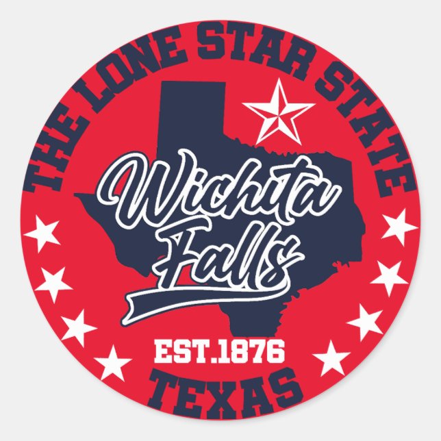 Sticker Rond Wichita Falls, Texas (Devant)