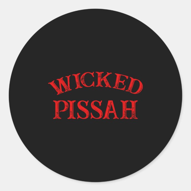 Sticker Rond Wicked Ah Funny Er Boston New England Southie  (Devant)