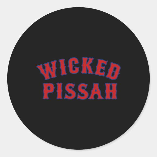 Sticker Rond Wicked Ah Funny Er Boston New England Southie Gift (Devant)