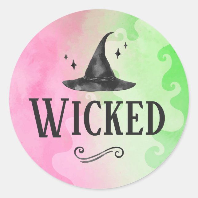 Sticker rond Wicked Witch Pink & Green Anniversair (Devant)