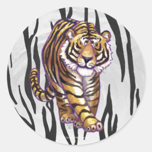 Sticker Rond Wild Me Tiger noir et blanc