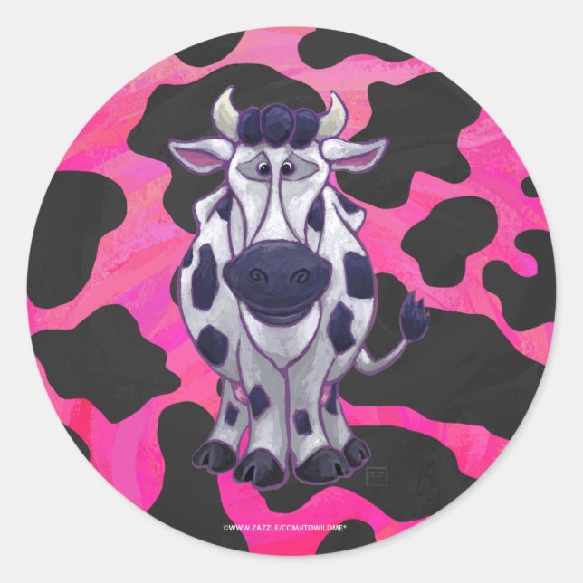 Sticker Rond Wild Me Tiger noir et rose (Devant)