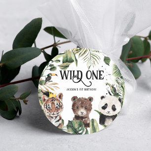 Sticker Rond Wild One 1er anniversaire   Couronne du roi des ob