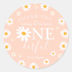 Sticker Rond Wild One 1er anniversaire fête Boho Retro Peach Da