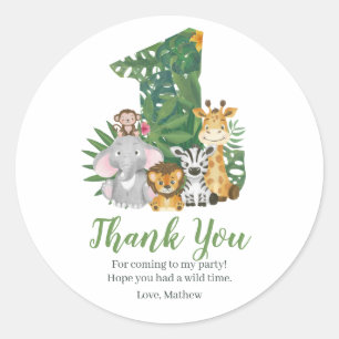 Sticker Rond Wild One Baby 1er Anniversaire Jungle Safari