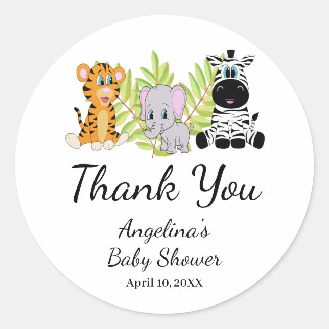 Sticker Rond Wild One Baby shower Safari Jungle Merci (Devant)