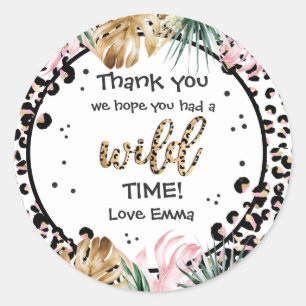Sticker Rond Wild One Birthday Empreinte de léopard Wild Jungl