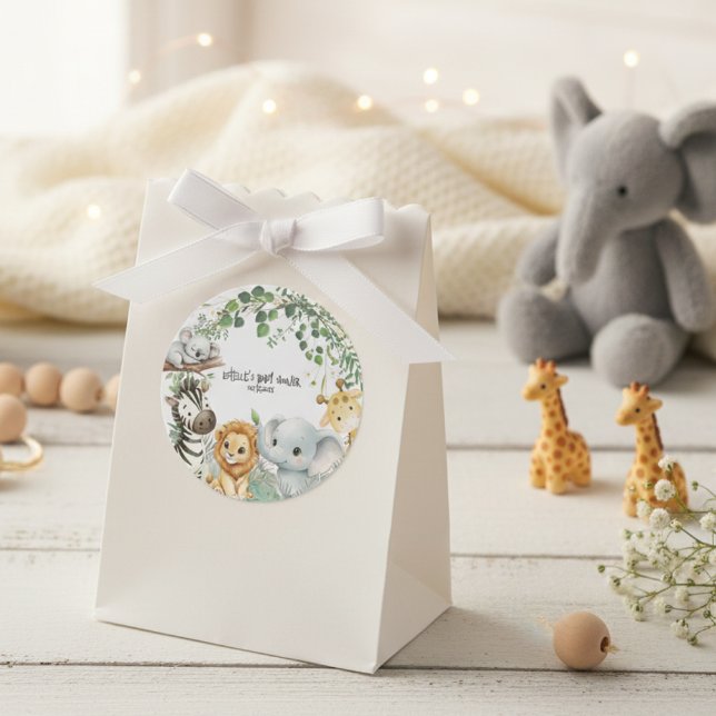 Sticker Rond Wild One Cute Safari Jungle Animals Boy Baby Showe (Créateur téléchargé)