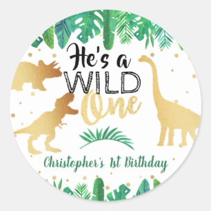 Sticker Rond Wild One Dinosaur Boys 1er anniversaire