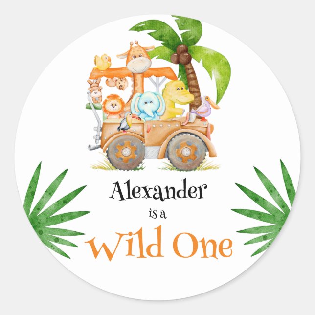 Sticker Rond Wild One Jungle Safari Anniversaire (Devant)
