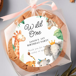 Sticker Rond Wild One Jungle Safari Anniversaire
