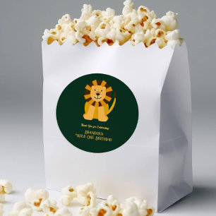 Sticker Rond Wild One Lion Anniversaire Jungle Safari Favoriser