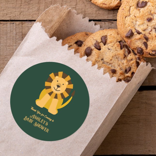 Sticker Rond Wild One Lion Baby shower Jungle Safari Favoriser (Créateur téléchargé)