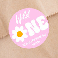 Wild One Rose White Daisy Retro 1er Anniversaire
