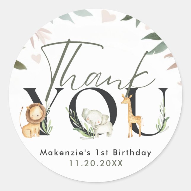 Sticker Rond Wild One Safari 1ère fête d'anniversaire (Devant)