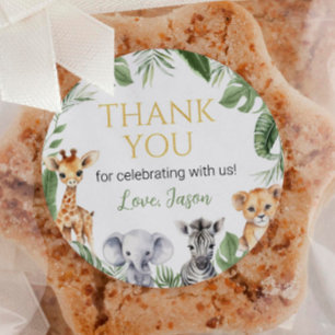 Sticker Rond Wild One Safari Animaux Baby shower d'anniversaire