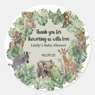 Sticker Rond Wild One Safari Jungle Animaux Baby shower garçon