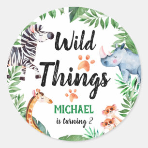 Sticker Rond Wild Things Safari Animal Anniversaire de enfant P