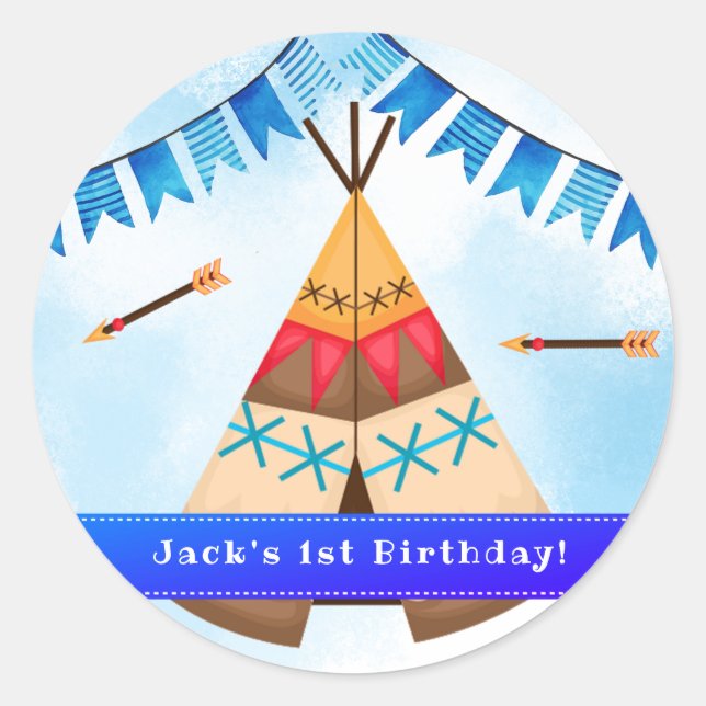 Sticker Rond Wild une invitation garçon de premier anniversaire (Devant)