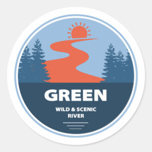 Sticker Rond Wild Vert Et Rivière Pittoresque