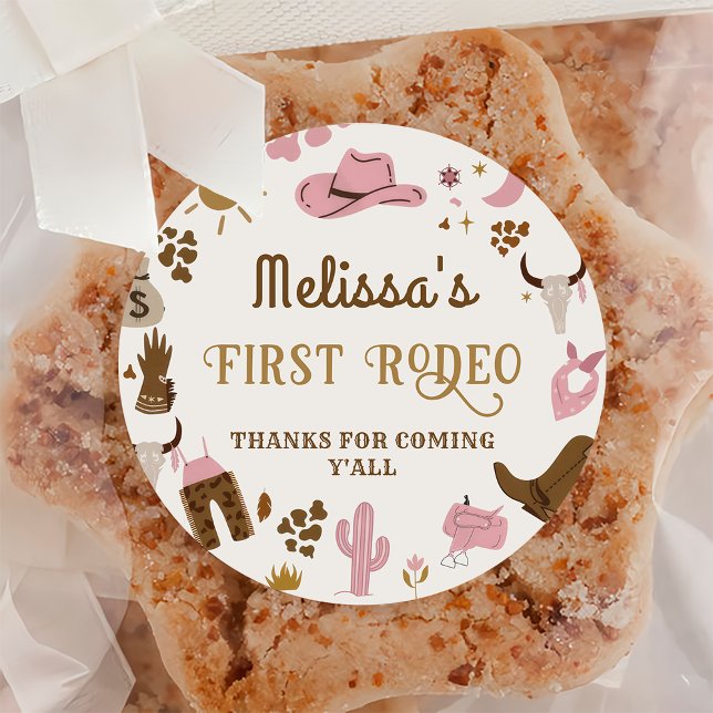 Sticker Rond Wild West Cowboy Rodeo Anniversaire Merci (Créateur téléchargé)