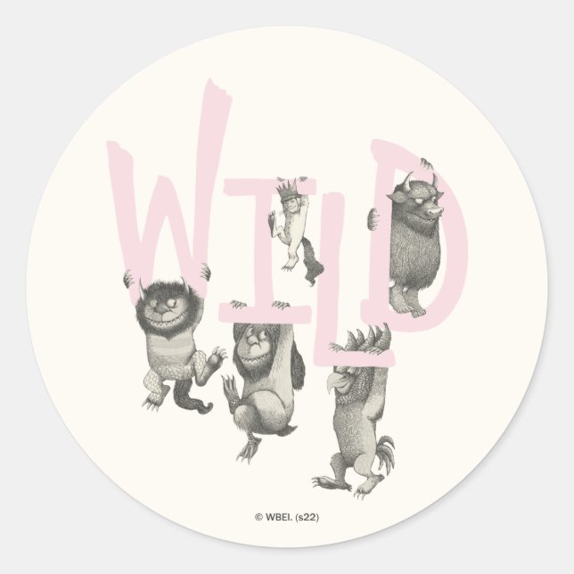 Sticker Rond WILD | Wild Things et Max - Rose (Devant)