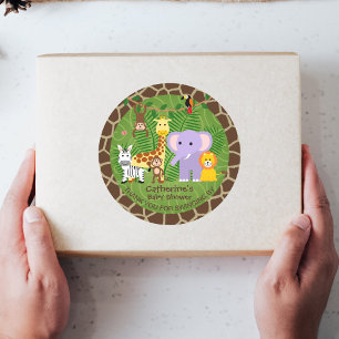 Sticker Rond Wild Zoo Animal Jungle Baby shower Safari