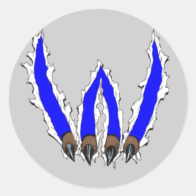 Sticker Rond Wildcats Claw à travers le design - Bleu (Devant)
