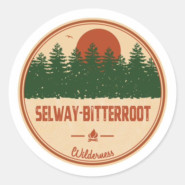 Sticker Rond Wilderness de Selway-Bitterroot Montana Idaho (Devant)