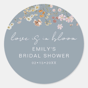 Sticker Rond Wildflower Blue Baby Shower Amour est en Fleur