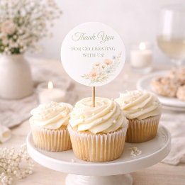 Sticker Rond Wildflower Garden Cupcake Topper