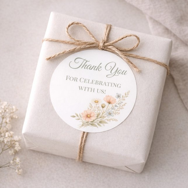 Sticker Rond Wildflower Garden Thank You (Créateur téléchargé)