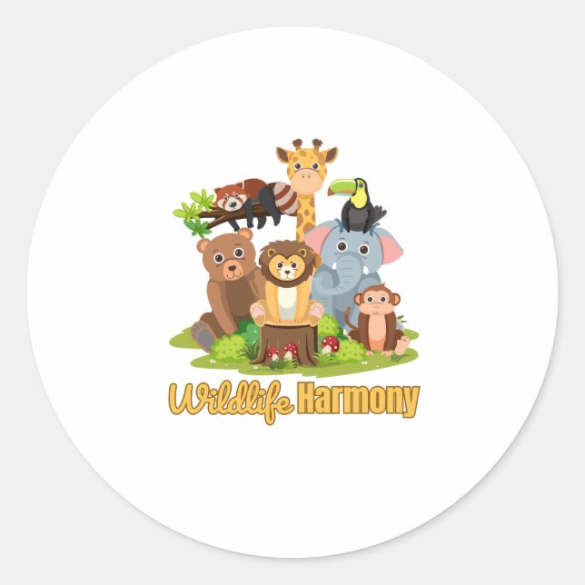 Sticker Rond Wildlife Harmony for animal lover (Devant)