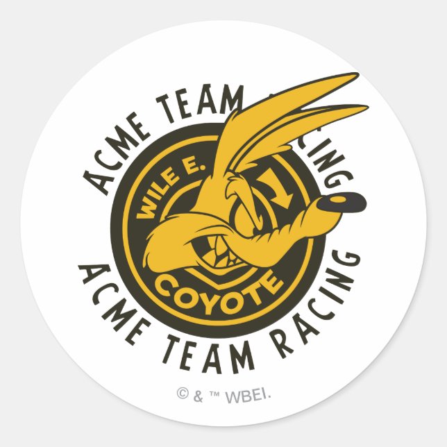 Sticker Rond WILE E. COYOTE™ Équipe de course ACME (Devant)