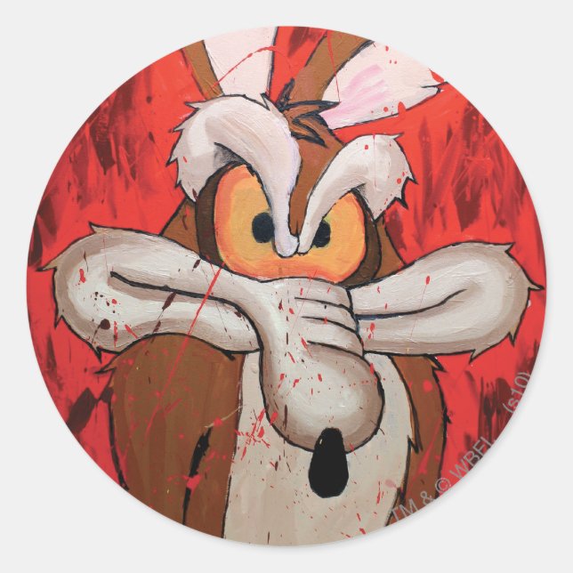 Sticker Rond WILE E. COYOTE™ Fureur Rouge (Devant)