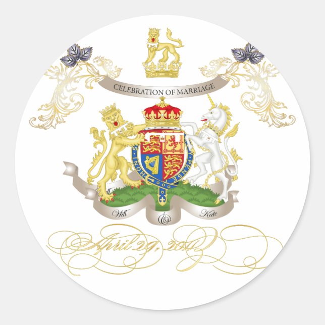 Sticker Rond Will+Kate Memorabilia, couleur personnalisable! (Devant)