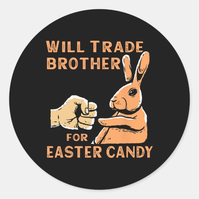 Sticker Rond Will Trade Brothers Pour Pâques Candy (Devant)