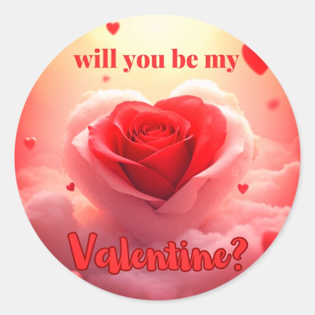 Sticker Rond Will you be my valentine ? (Devant)