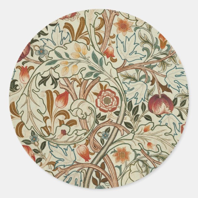 Sticker Rond William Morris Acanthus Broderie Motif Floral (Devant)