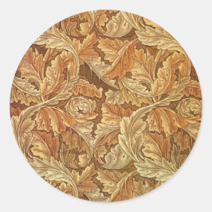 Sticker Rond William Morris Acanthus Brown Feuilles d'automne