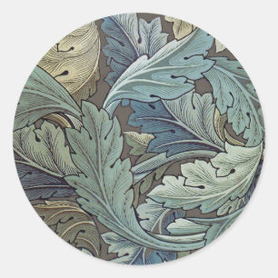 Sticker Rond William Morris Acanthus Sage Fleur Floral Botaniqu