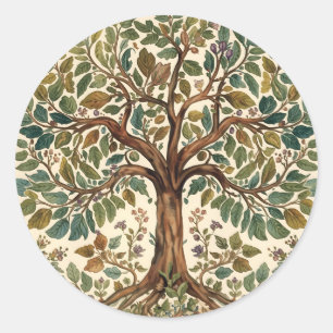 Sticker Rond William Morris Arbre de Vie Vintage Préraphaélite