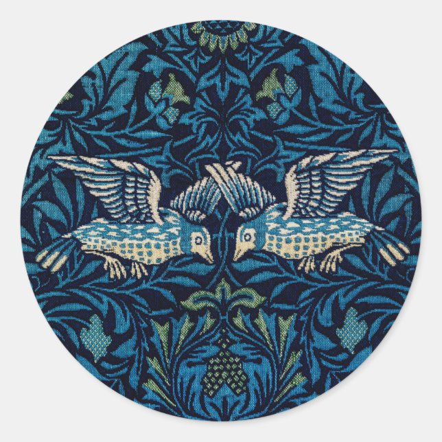 Sticker Rond William Morris Blue Birds Tapestry Classic (Devant)
