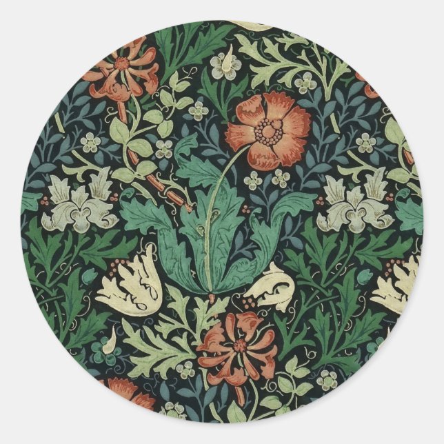 Sticker Rond William Morris Compton Floral Art (Devant)