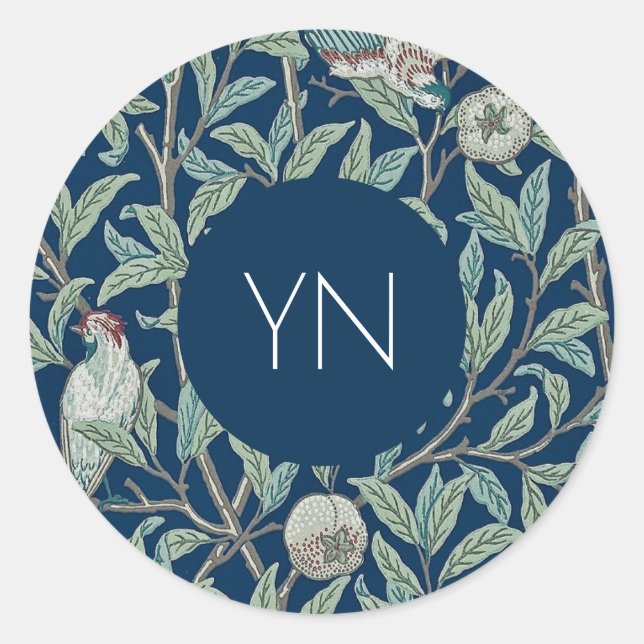 STICKER ROND WILLIAM MORRIS ENVELOPE SEAL : POMEGRANATES (Devant)